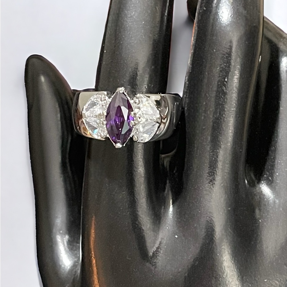 Swarovski purple & clear crystal ring size 10